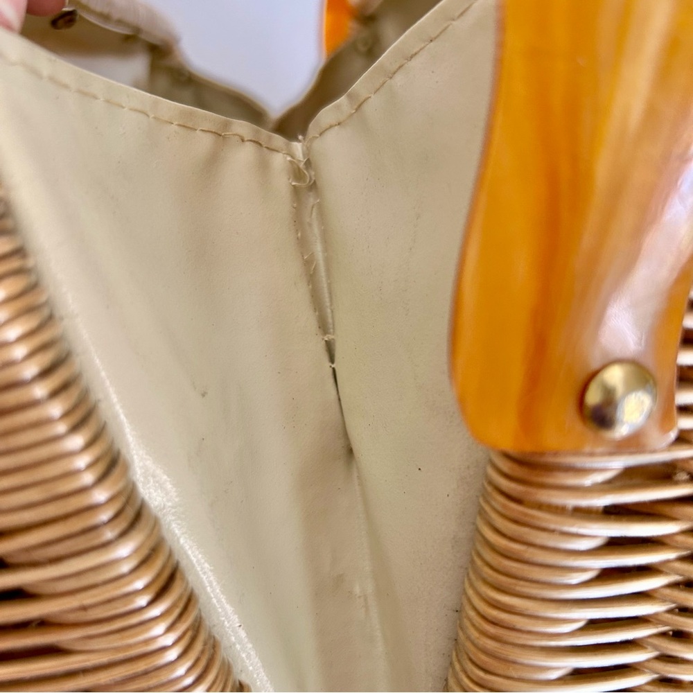 60s Vintage Tropical of Miami Wicker and Lucite Purse Handbag - Picture 15 of 16